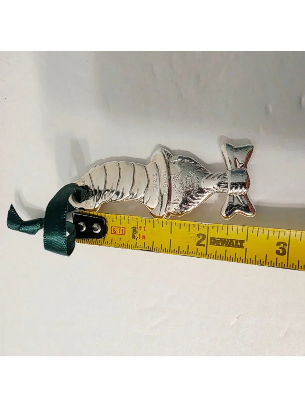 Vtg Dr. Suess Silver Plated Carr Cat in the Hat Holiday Christmas Ornament